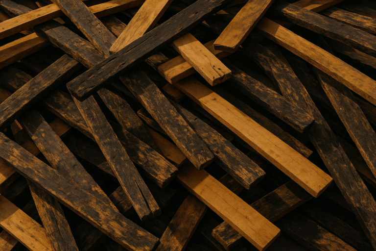 Resíduos de madeira da construção civil para reciclagem